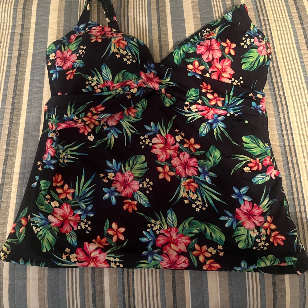 Lands' End Black Floral Camisole